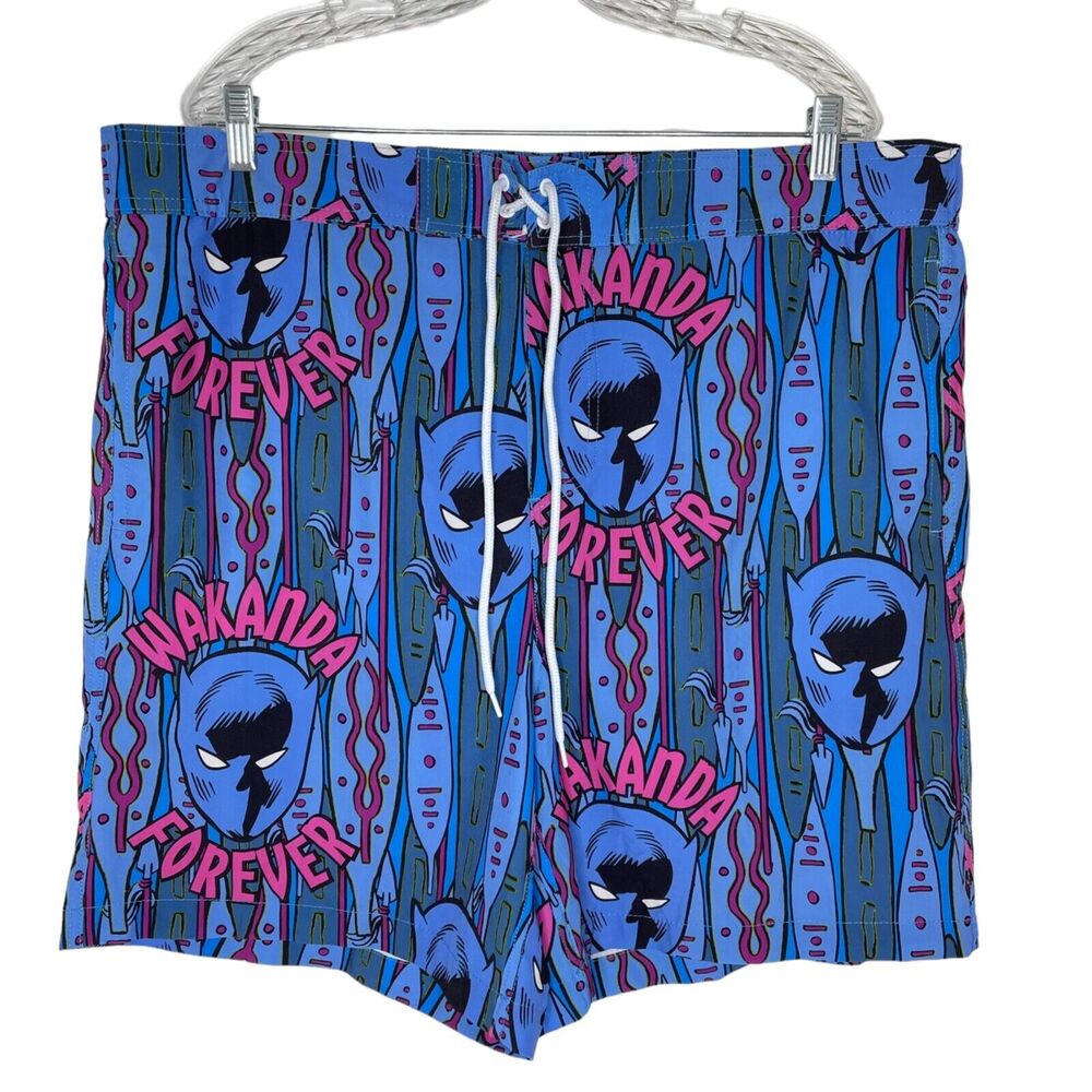 Marvel Multicolor Wakanda Black Panther Swim Trunks Shorts Size 2XL Men's